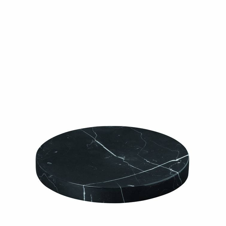 Medium Round Black Marble Decorative Tray