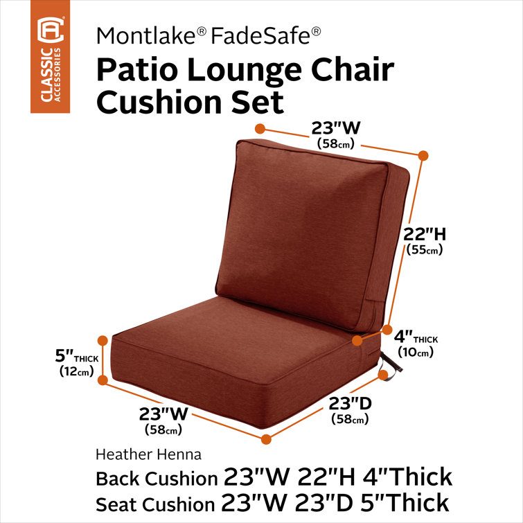 Heather Henna Red 23" x 45" Outdoor Lounge Chair Cushion Set