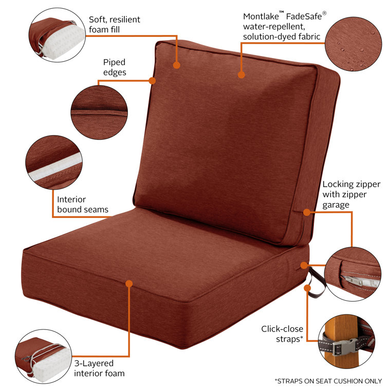 Heather Henna Red 23" x 45" Outdoor Lounge Chair Cushion Set