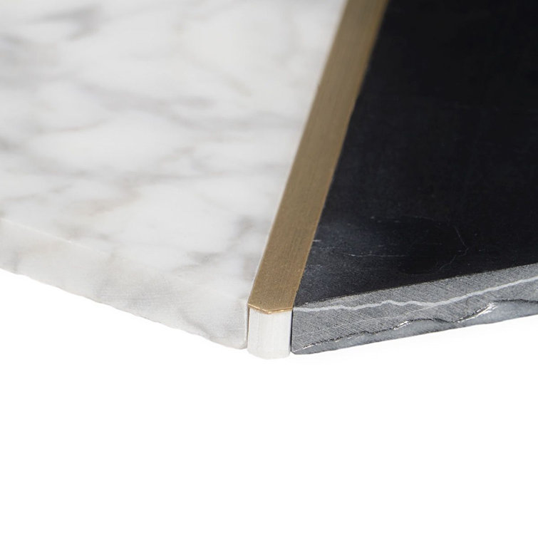 Millenium Nero Polished Marble and Brass Hexagon Mosaic Tile