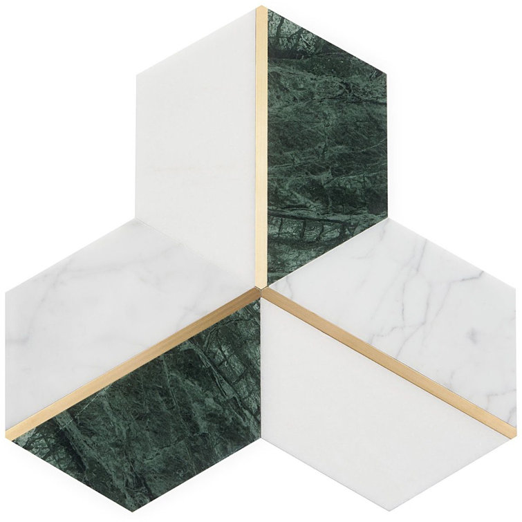 Millenium 10" x 12" Polished Marble Hexagon Mosaic Tile