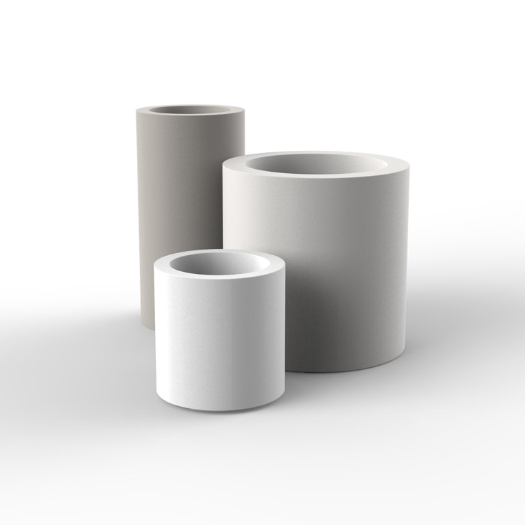 White Matte Polyethylene Cylinder Pot Planter, 15.75"