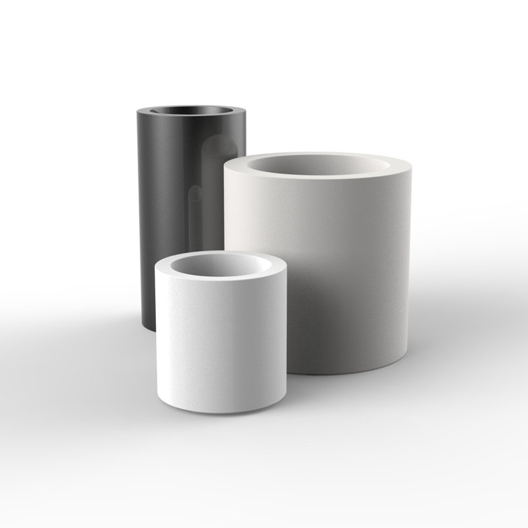 White Matte Polyethylene Cylinder Pot Planter, 15.75"
