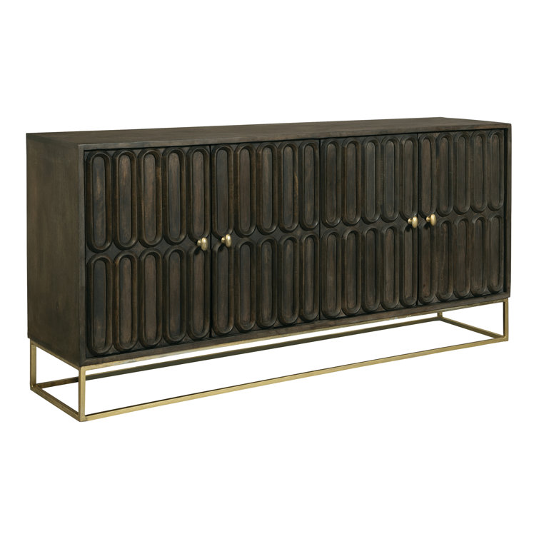 Transitional Silver and Brown 60'' Media Console with Cabinet