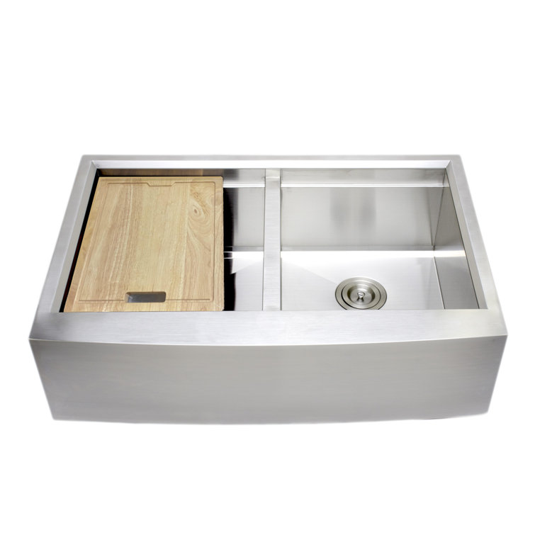 33'' Matte Stainless Steel Farmhouse Double Bowl Kitchen Sink