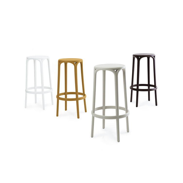 White Matte Polypropylene Backless Bar Stool