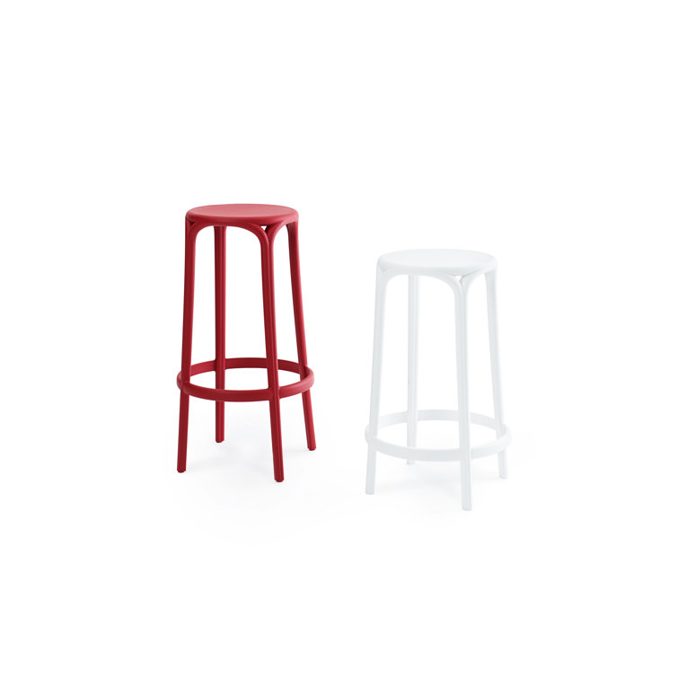 White Matte Polypropylene Backless Bar Stool