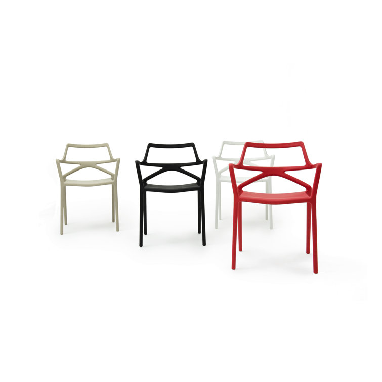 Red Matte Polypropylene Modern Dining Armchair