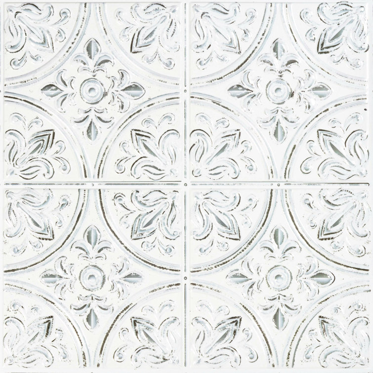 Victorian White Tin Peel and Stick Backsplash Tiles
