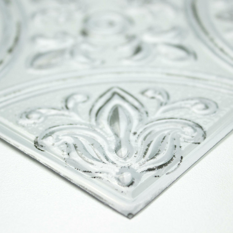 Victorian White Tin Peel and Stick Backsplash Tiles