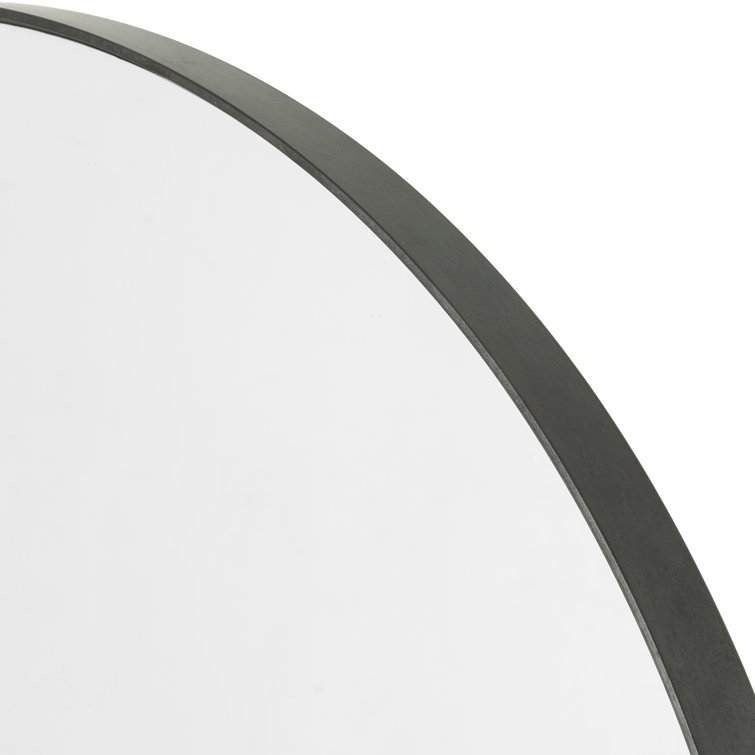 Leland 47'' Rustic Black Round Iron Wall Mirror