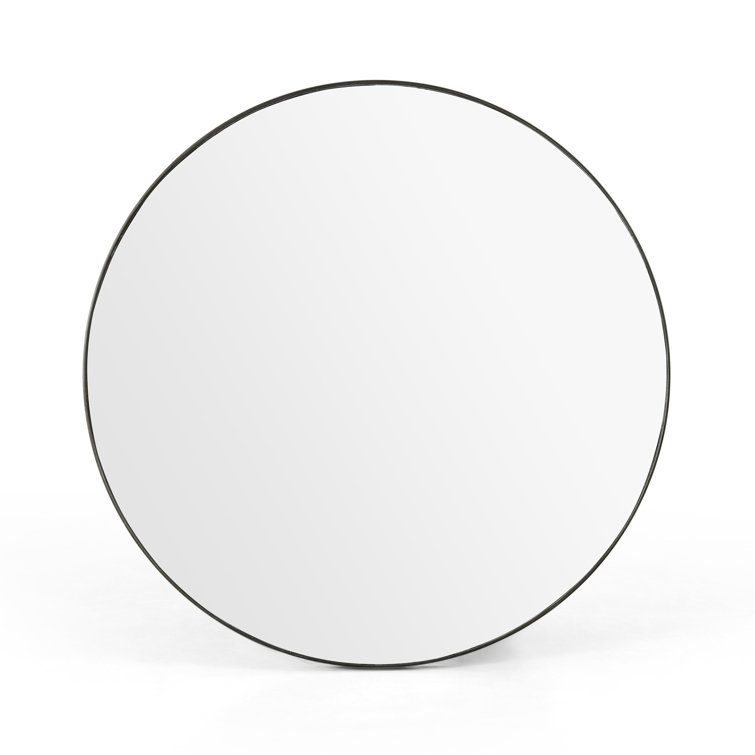 Leland 47'' Rustic Black Round Iron Wall Mirror