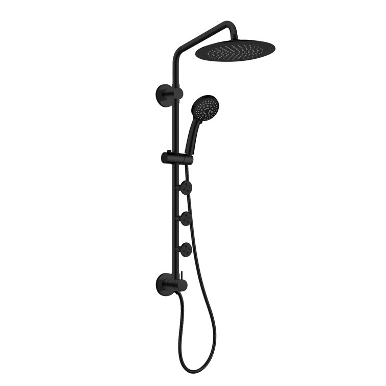 Matte Black Multi-Function Shower System with Body Jets