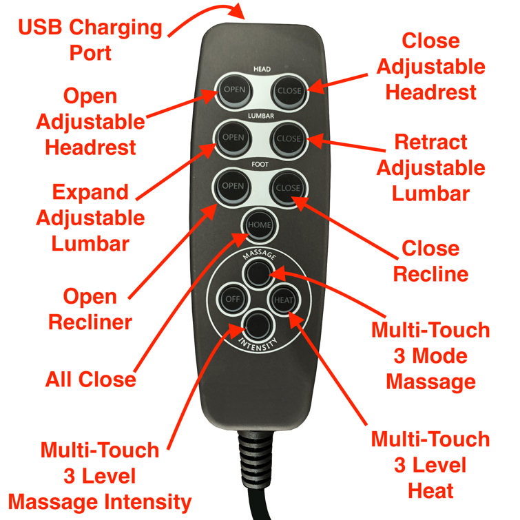 Dark Chocolate Contemporary Power Recliner with Massage & Heat