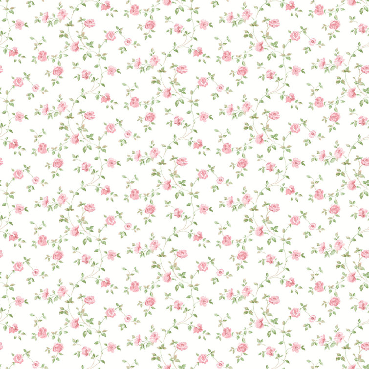 Pink Rose Trellis Design Vinyl Wallpaper Roll