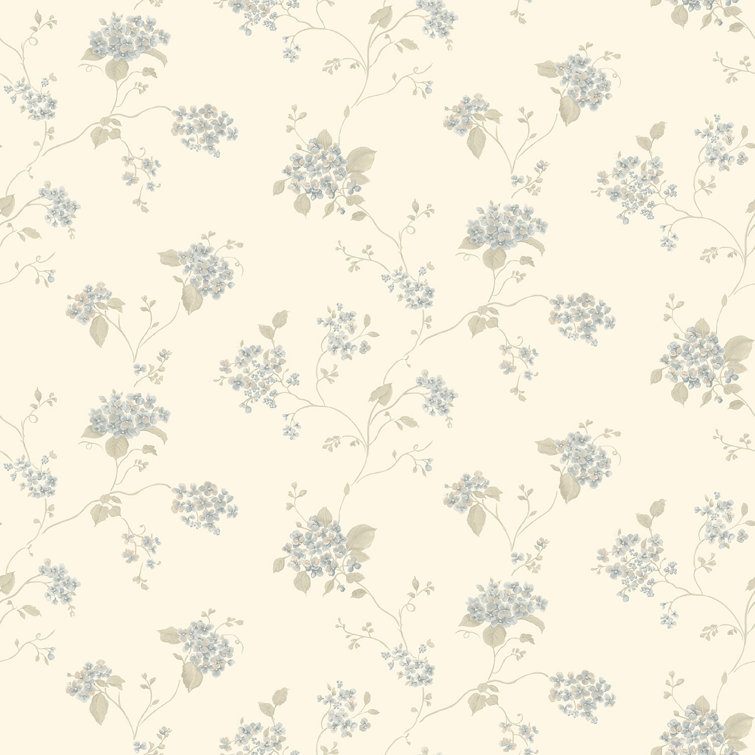 Miniatures 2 Lilac Floral Trail Pale Blue Vinyl Wallpaper Roll