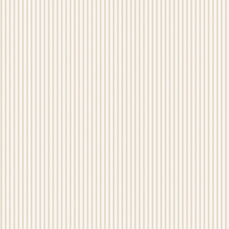 Beige/Ivory Ticking Stripe Non-Pasted Vinyl Wallpaper Roll