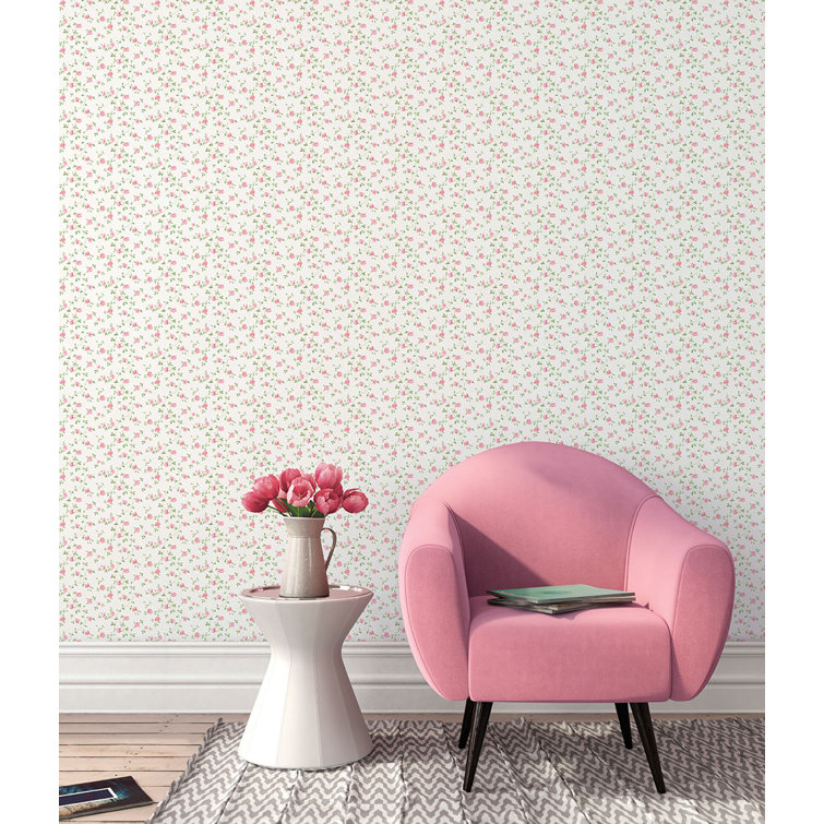 Pink Rose Trellis Design Vinyl Wallpaper Roll