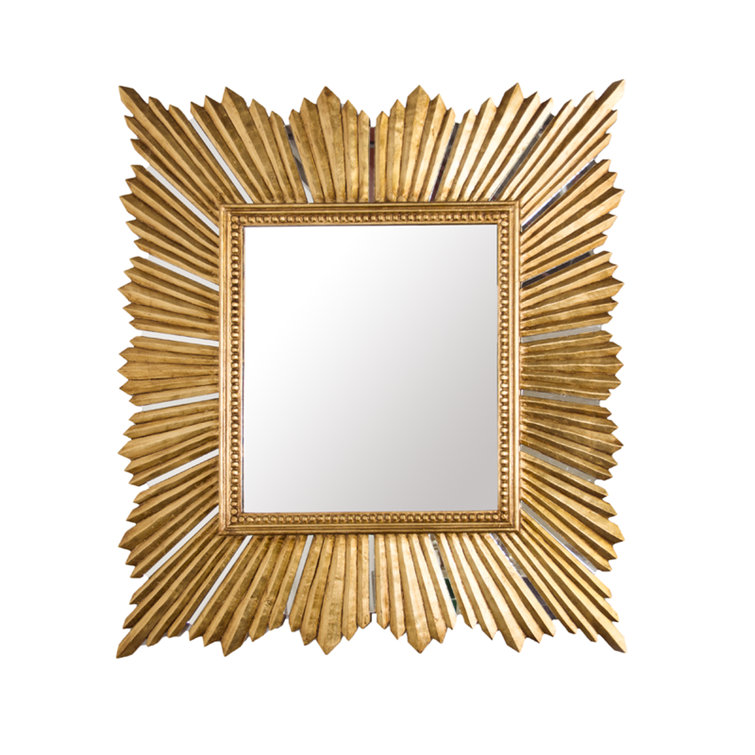 Raymond Rectangular Gold Leaf Wood Wall Mirror