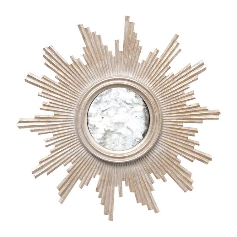 24" Gold and Silver Sunburst Wood Wall Mirror