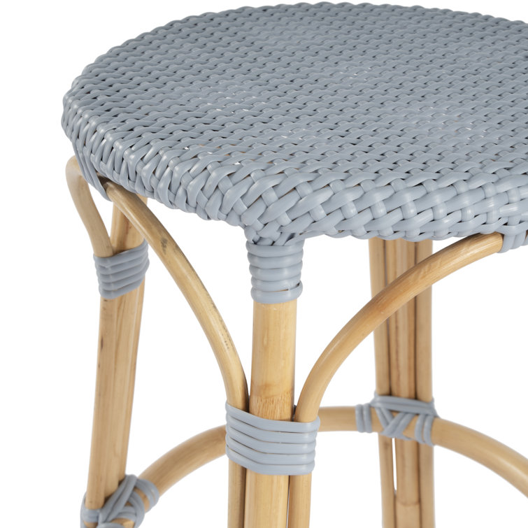 Tobias 24" Blue Rattan Backless Counter Stool