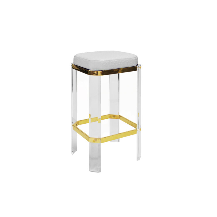 Dorsey Luxe Black Shagreen & Brass 27" Counter Stool