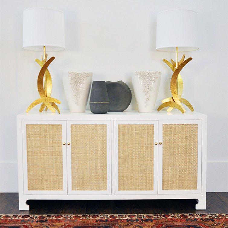 Sofia 58'' Contemporary White Lacquer Media Cabinet with Adjustable Shelving