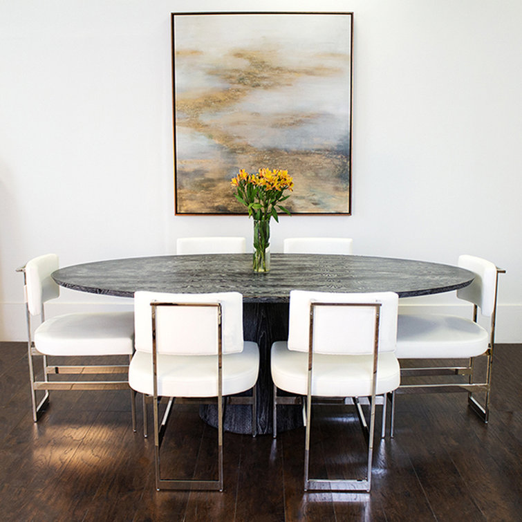 Jefferson Black Cerused Oak Round Dining Table for Eight