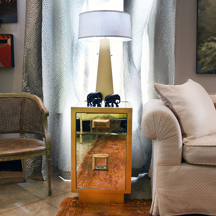 Cisco Gold Leaf Mirrored Accent Cabinet with Storage