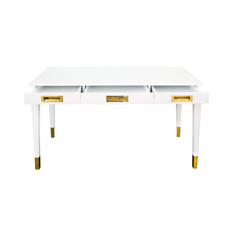 Contemporary Matte White 52" Home Office Desk with 3 Drawers
