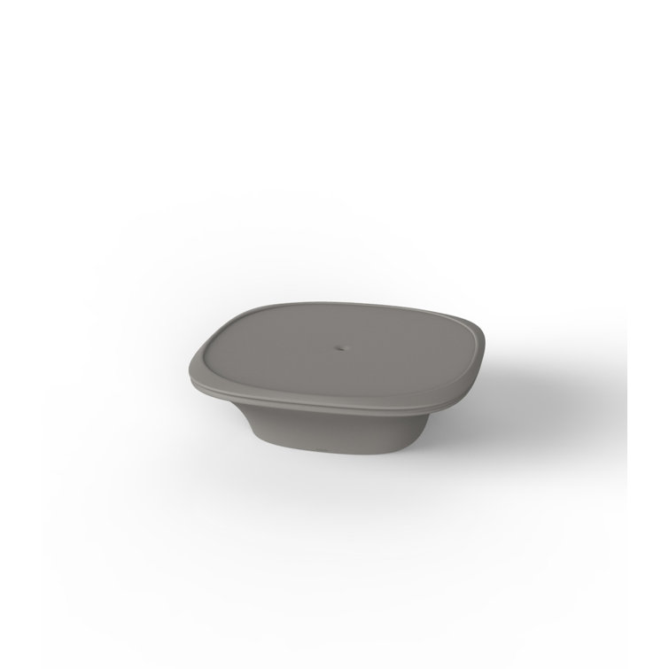 Taupe Square Acrylic Outdoor Pedestal Coffee Table