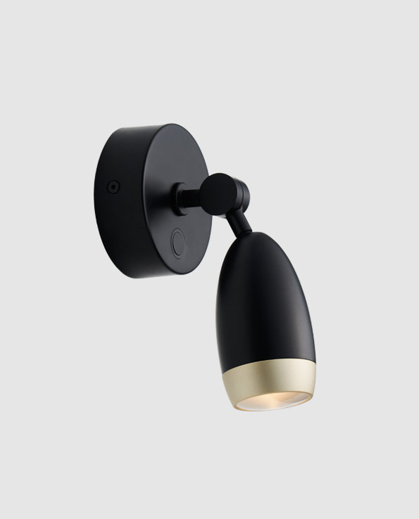 Dawn Horizon Black Steel Dimmable Wall Sconce with Champagne Gold Shade