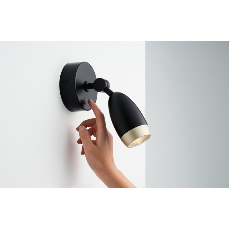 Dawn Horizon Black Steel Dimmable Wall Sconce with Champagne Gold Shade