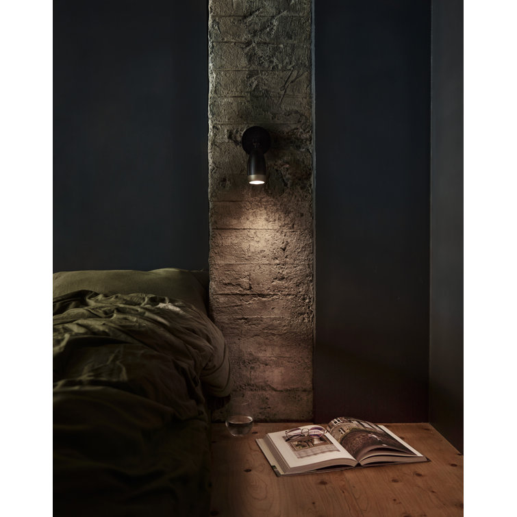 Dawn Horizon Black Steel Dimmable Wall Sconce with Champagne Gold Shade
