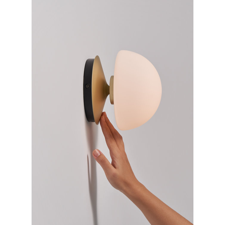 Pensee 6.8'' Black Dimmable LED Wall Sconce with Opal Glass