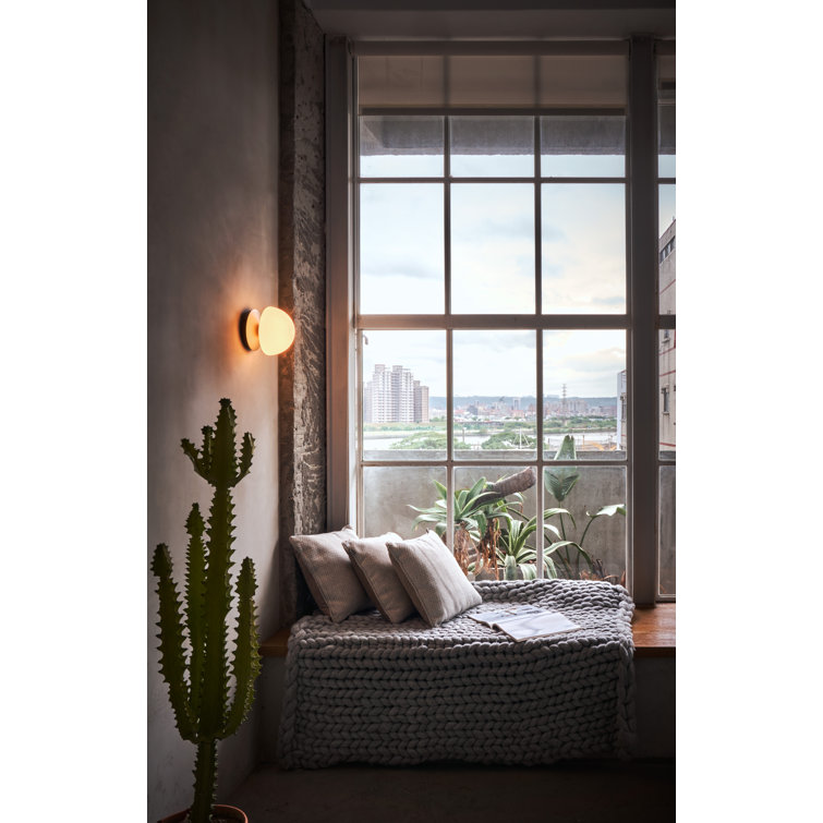 Pensee 6.8'' Black Dimmable LED Wall Sconce with Opal Glass