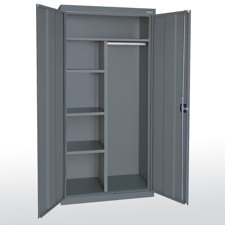 Charcoal Steel Freestanding Lockable Office Cabinet with Adjustable Shelving