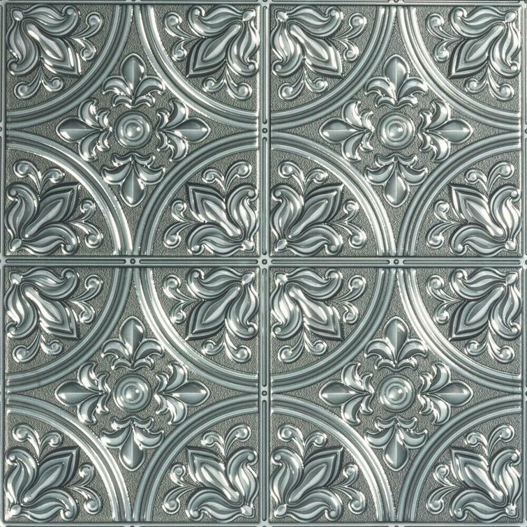 Victorian Silver Tin Peel and Stick Square Tiles