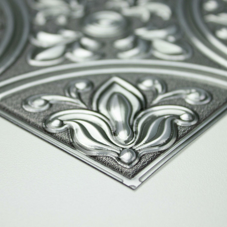 Victorian Silver Tin Peel and Stick Square Tiles