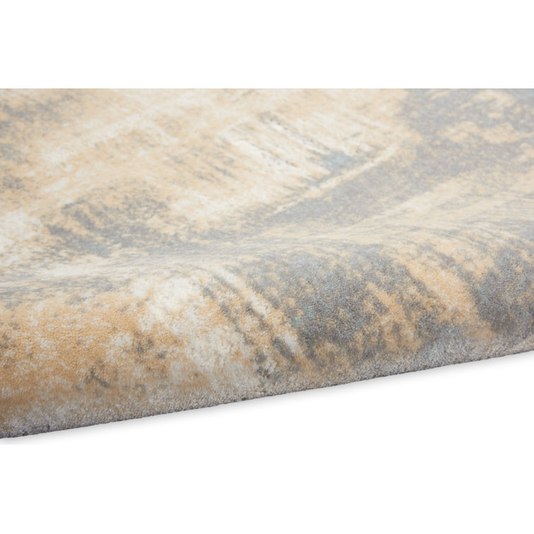 Ivory and Seaglass Abstract 8' x 10' Synthetic Rug