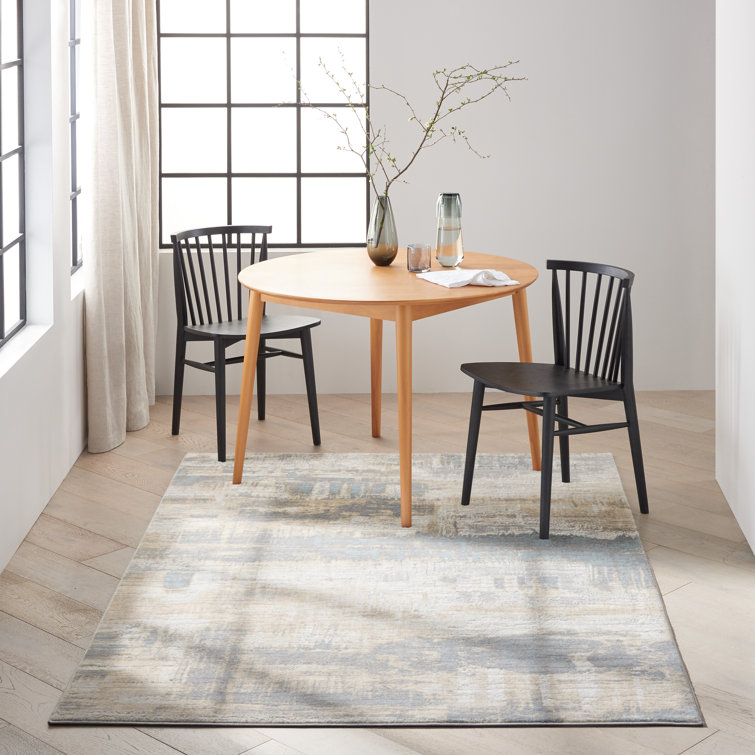 Ivory and Seaglass Abstract 8' x 10' Synthetic Rug