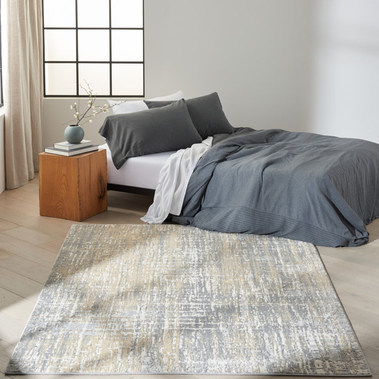 Grey Beige Abstract High-Low Texture Area Rug 5'3" x 7'3"