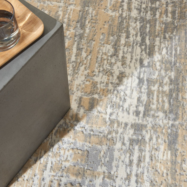 Grey Beige Abstract High-Low Texture Area Rug 5'3" x 7'3"