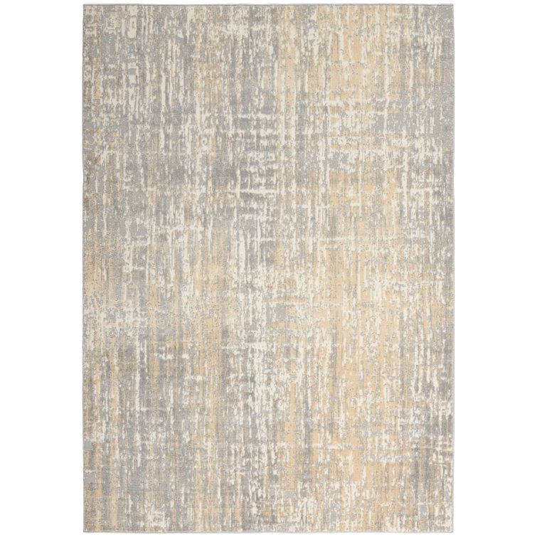 Grey Beige Abstract High-Low Texture Area Rug 5'3" x 7'3"