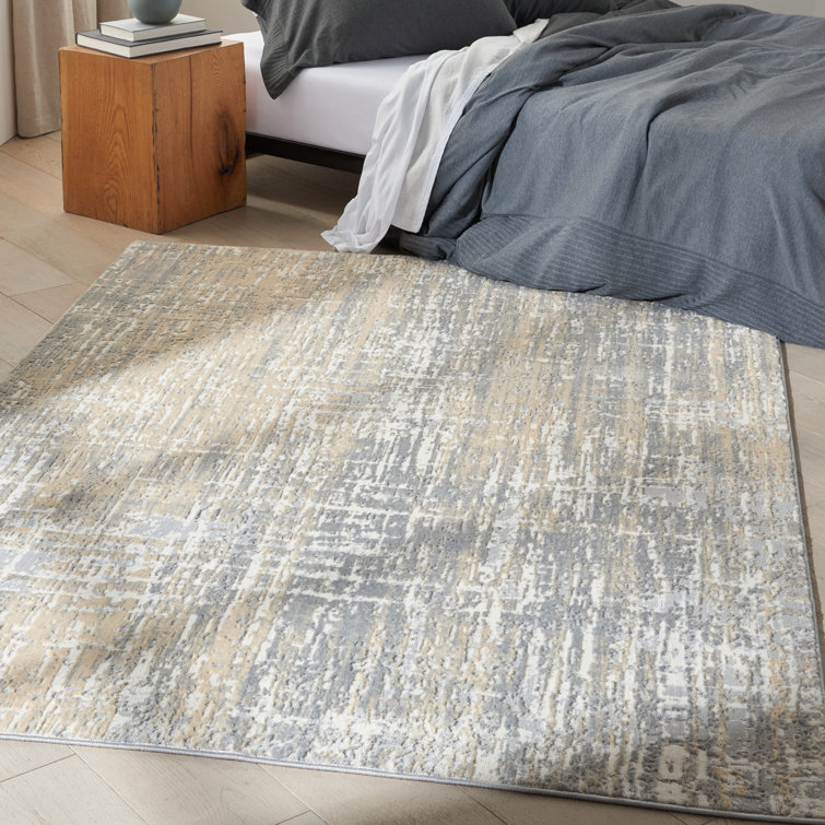Grey Beige Abstract High-Low Texture Area Rug 5'3" x 7'3"