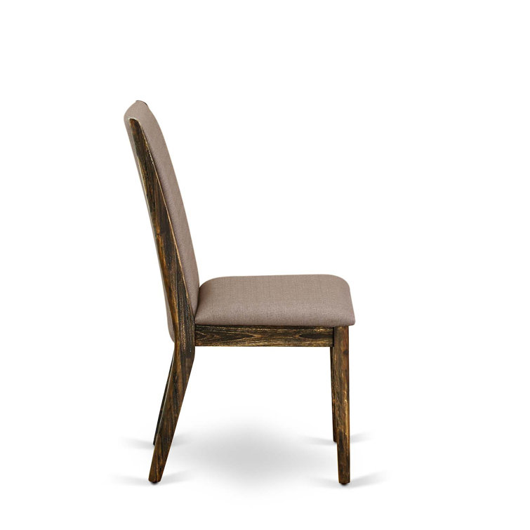 Distressed Jacobean 7-Piece Rubberwood Dining Set with Dark Khaki Chairs