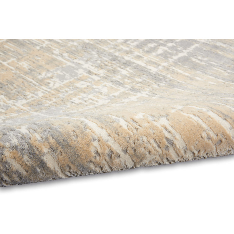 Grey Beige Abstract High-Low Texture Area Rug 5'3" x 7'3"