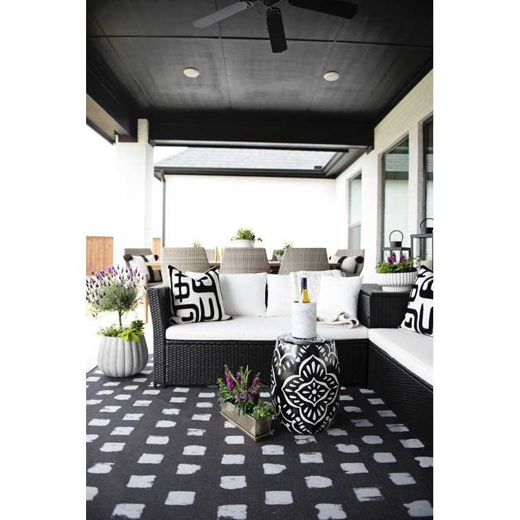 Modern Black and Beige Abstract Outdoor Pillow Set