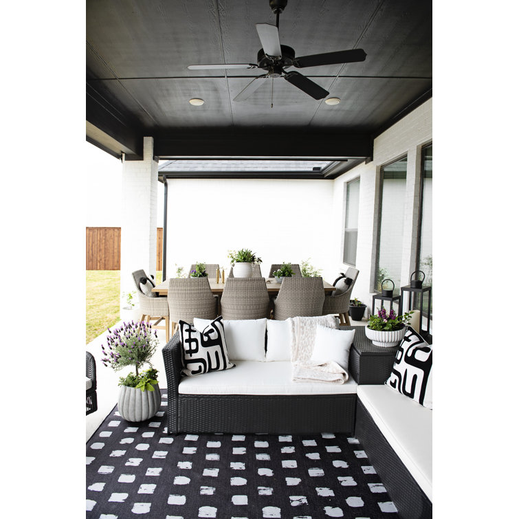 Modern Black and Beige Abstract Outdoor Pillow Set