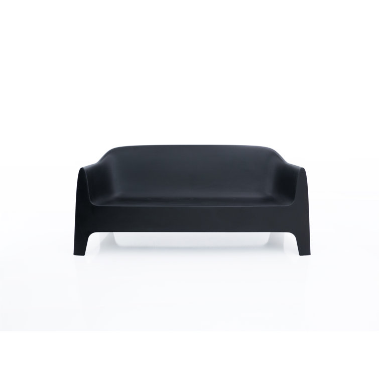 Solid Black Matte Polypropylene Outdoor Sofa